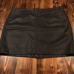 Black faux leather mini skirt